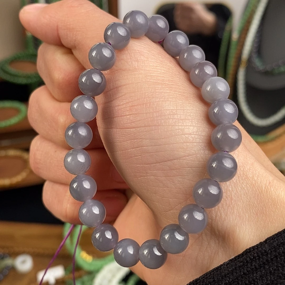 和田玉手串未镶嵌烟紫手串