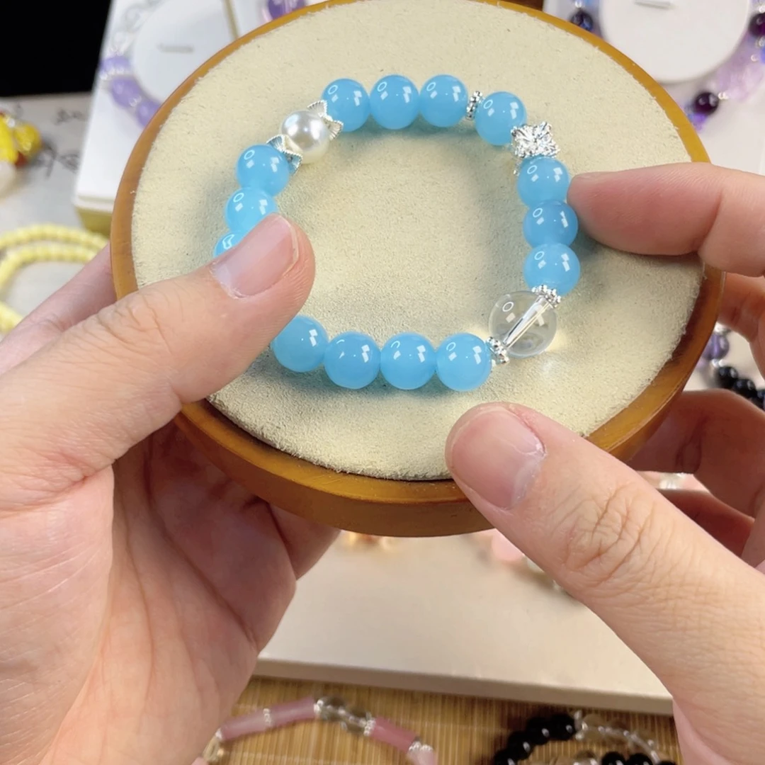 水晶手串银S925镶嵌我是一只小小鸟