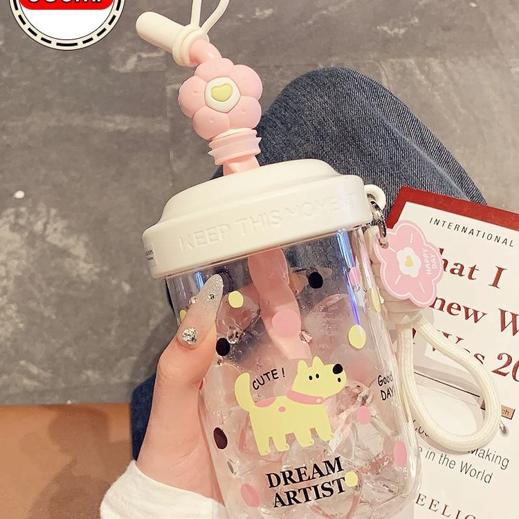 可爱水杯女生高颜值新款2025吸管搅拌杯夏天小巧便携学生摇摇杯子