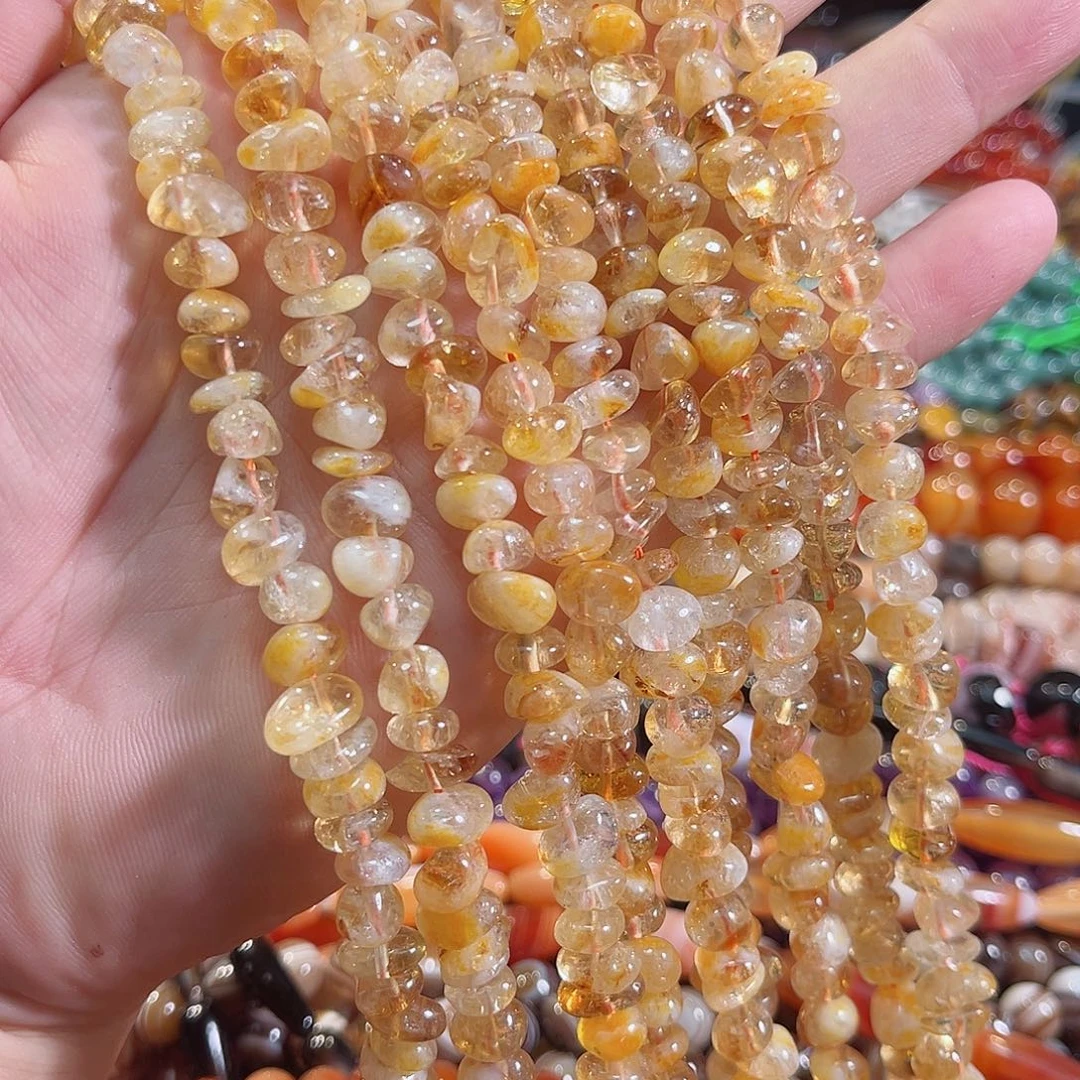 玛瑙/玉髓合金珠宝半成品黄塔晶土豆一条38cm8mm