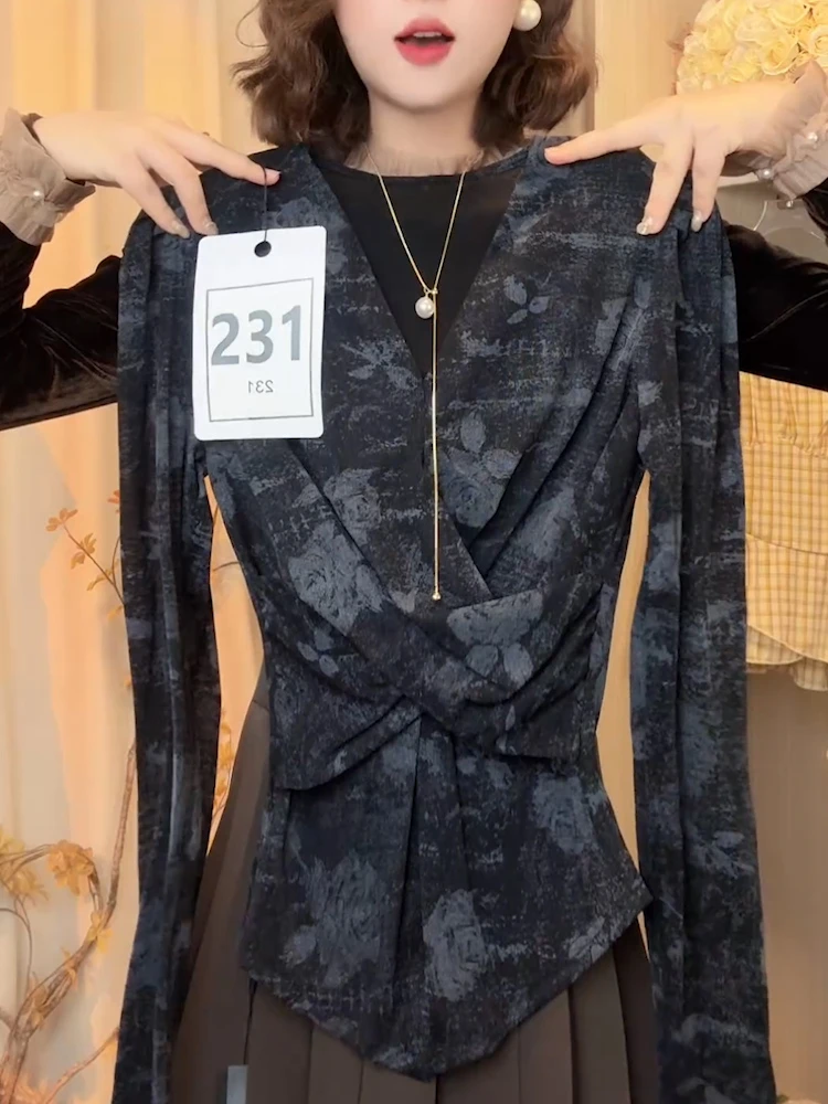 2025秋季新款韩版大码女装洋气时尚针织衫长袖修身显瘦打底衫上衣