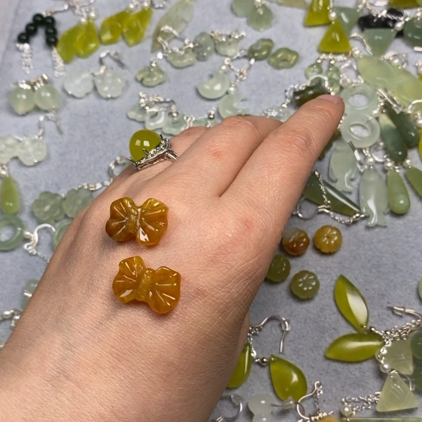 【闪购商品】蛇纹石玉未镶嵌挂件耳饰耳环项链米*