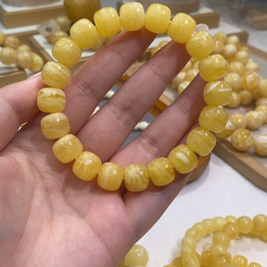 蜜蜡未镶嵌手串12虎皮老型手串