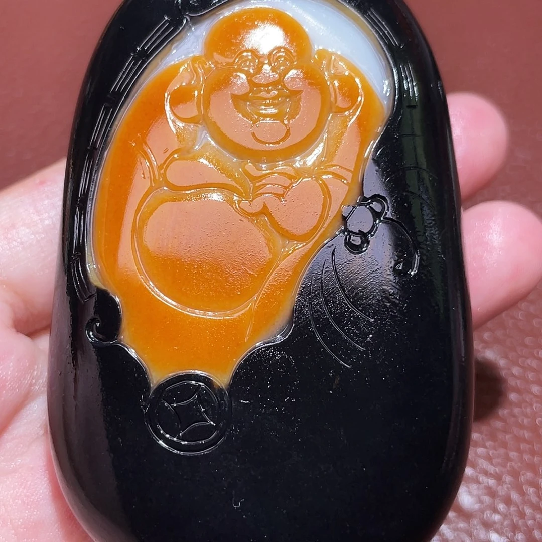 和田玉未镶嵌颈饰心**神