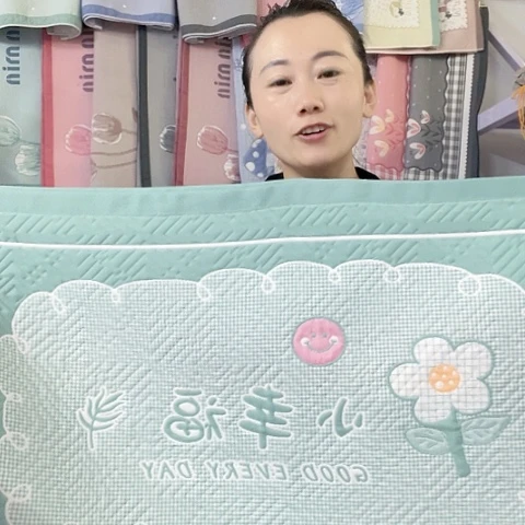 棉纱布绿色小幸福纯棉