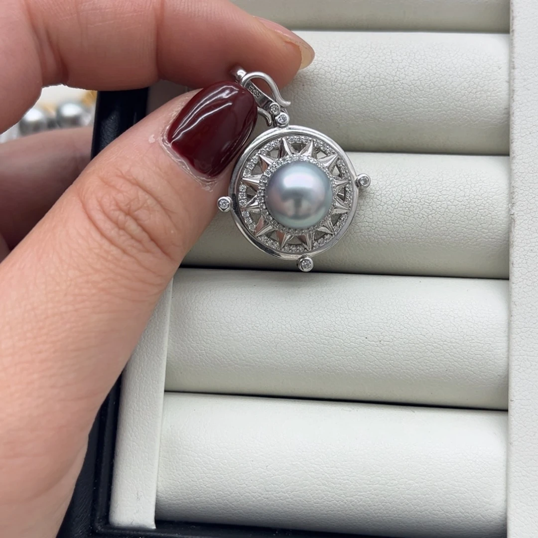 银S925镶嵌吊坠(不含链)海水珍珠