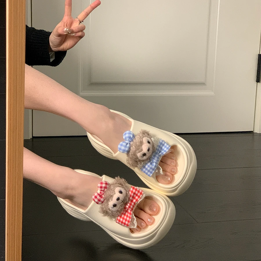 韩版雪莉玫厚底一字拖鞋女2025年夏季新款外穿可爱休闲增高凉拖鞋