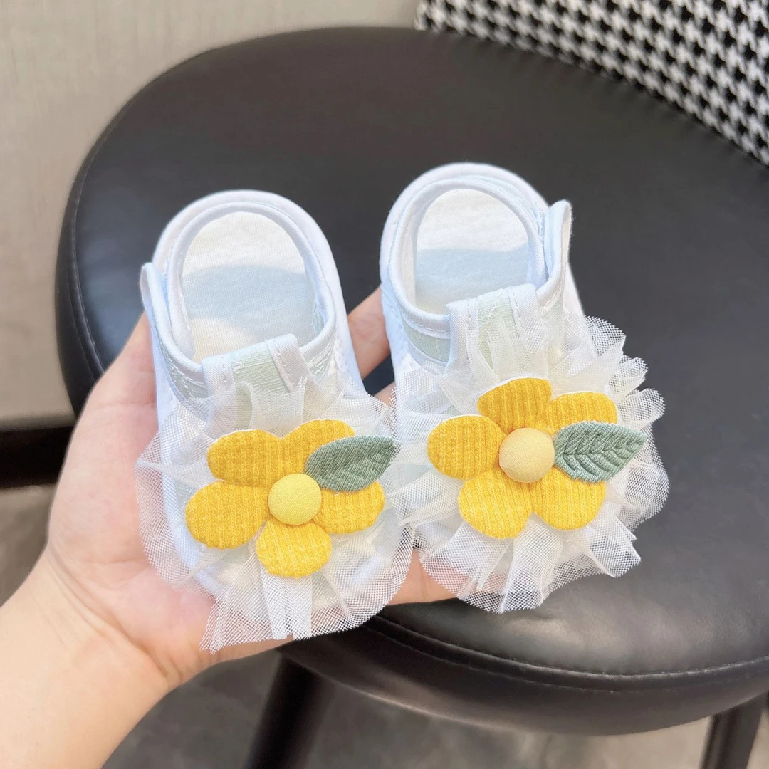 夏季舒适婴儿鞋0-1岁宝宝凉鞋棉布透气吸汗卡通护脚步前不掉鞋子6