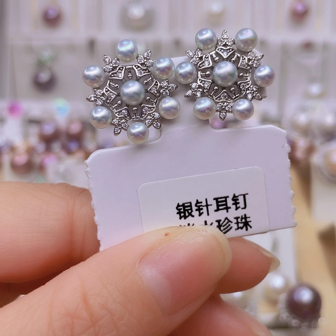 耳饰淡水珍珠银S925镶嵌
