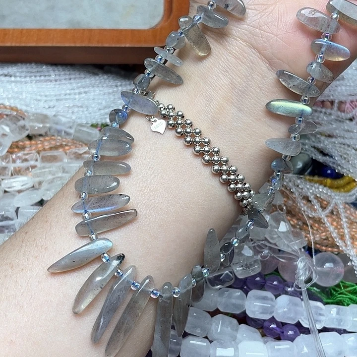 玛瑙/玉髓合金珠宝半成品一条灰月光卡子