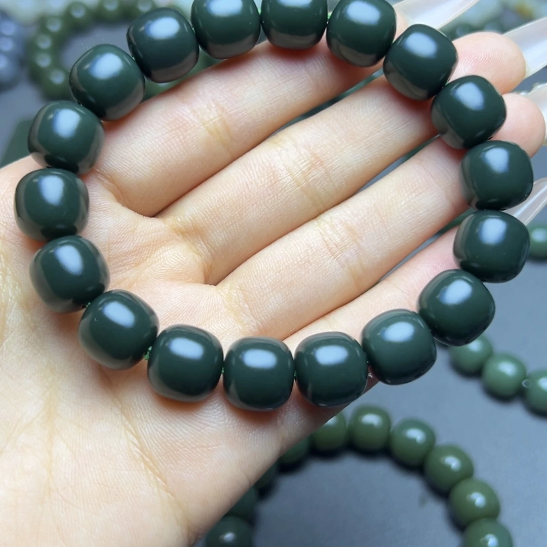 和田玉未镶嵌手串沙枣青12蓝调