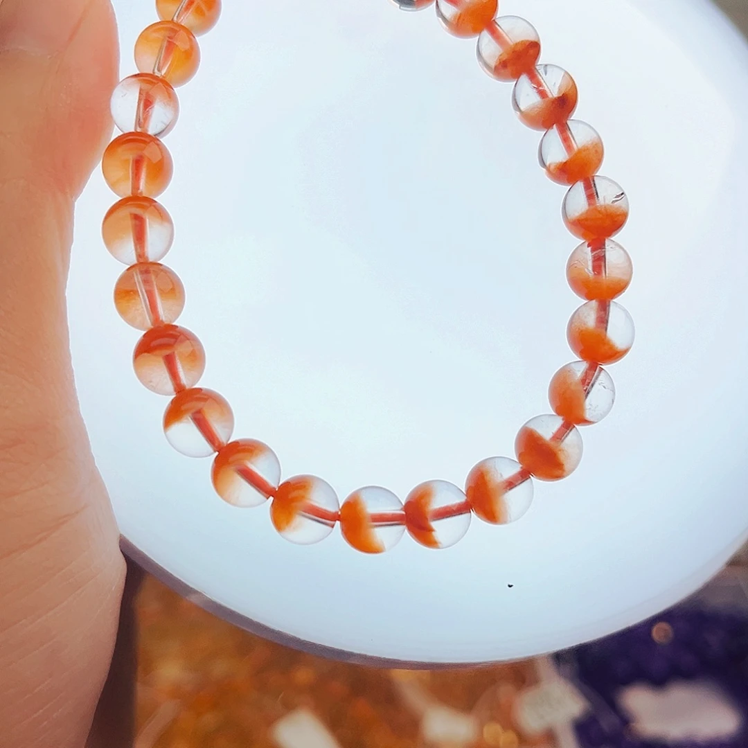 未镶嵌手串水晶红兔毛