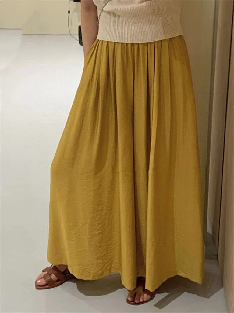 夏季高腰长裤阔腿裤百搭休闲裤宽松女装显瘦纯欲慵懒风女装2112