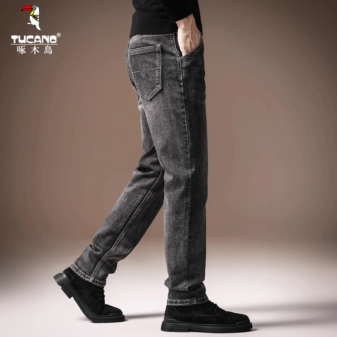 啄木鸟高端美式复古痞帅牛仔裤男2025秋季新款时尚弹力修身直筒裤