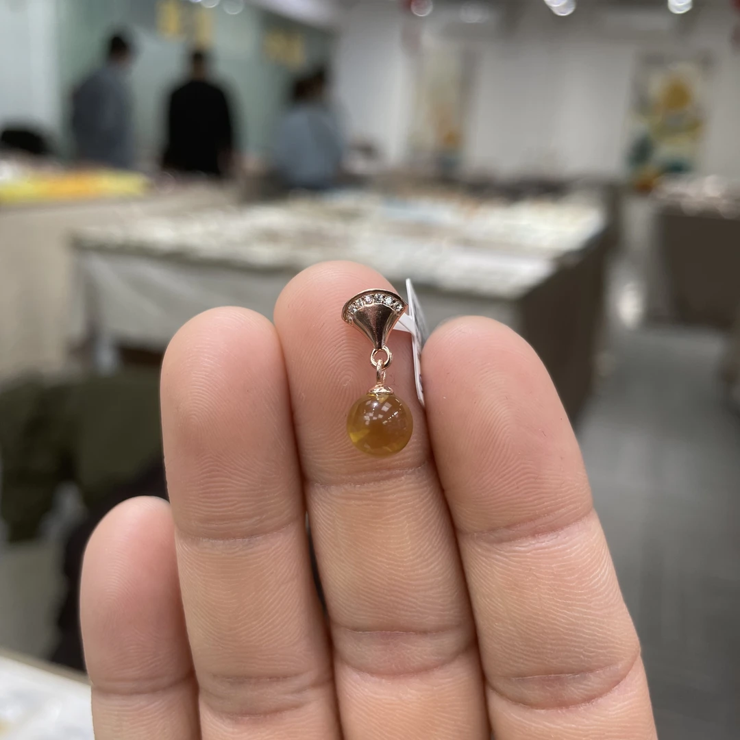 墨西哥蓝珀 S925银镶嵌吊坠7mm/MS07M37D/多样性发一件