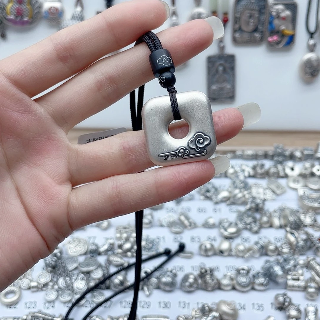 皮吊坠足银方形平安扣足银吊坠