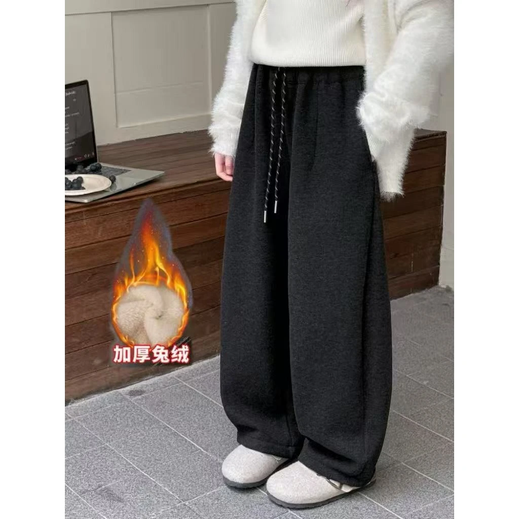 女童2025新版糯米裤升级版亲子款保暖仿兔毛百搭一条过冬直筒棉裤