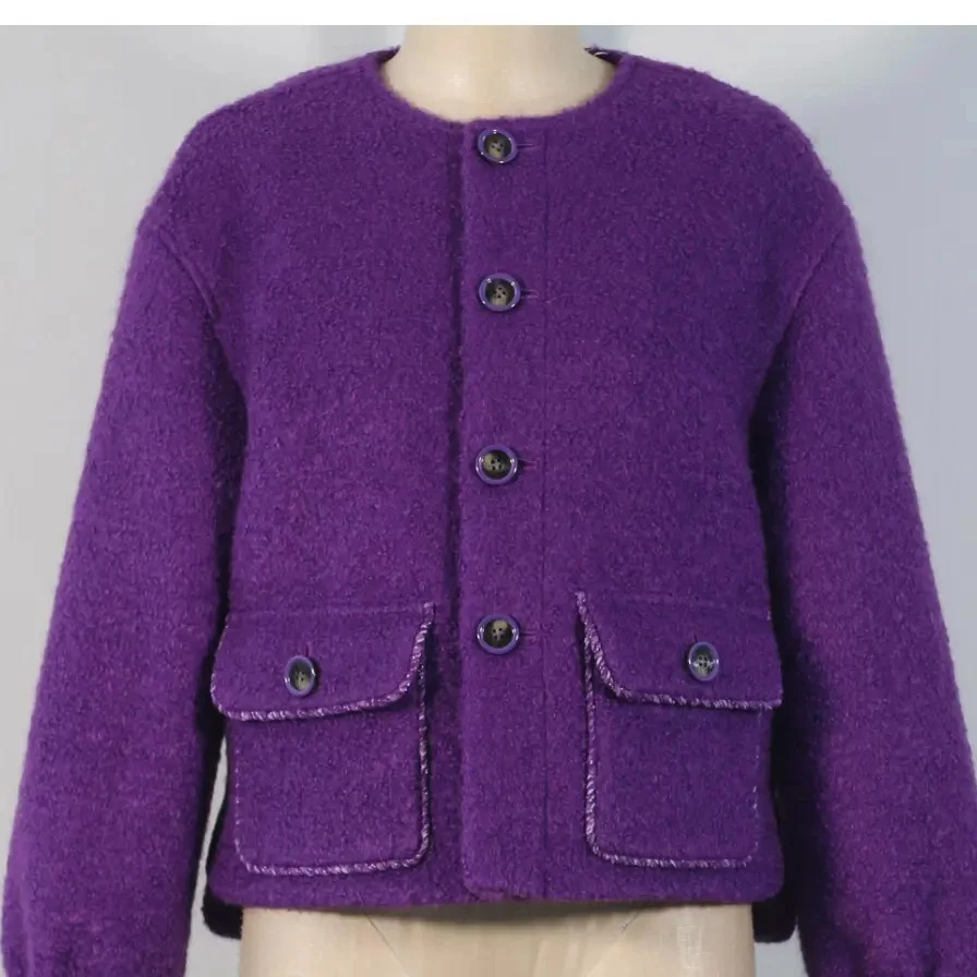 AMASS/阿玛施毛呢外套5400912小香风针织短款百搭羊韩系小香风