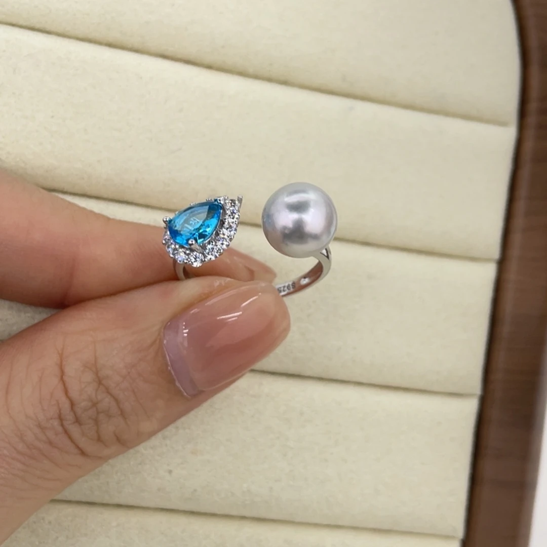 银S925镶嵌海水珍珠戒指