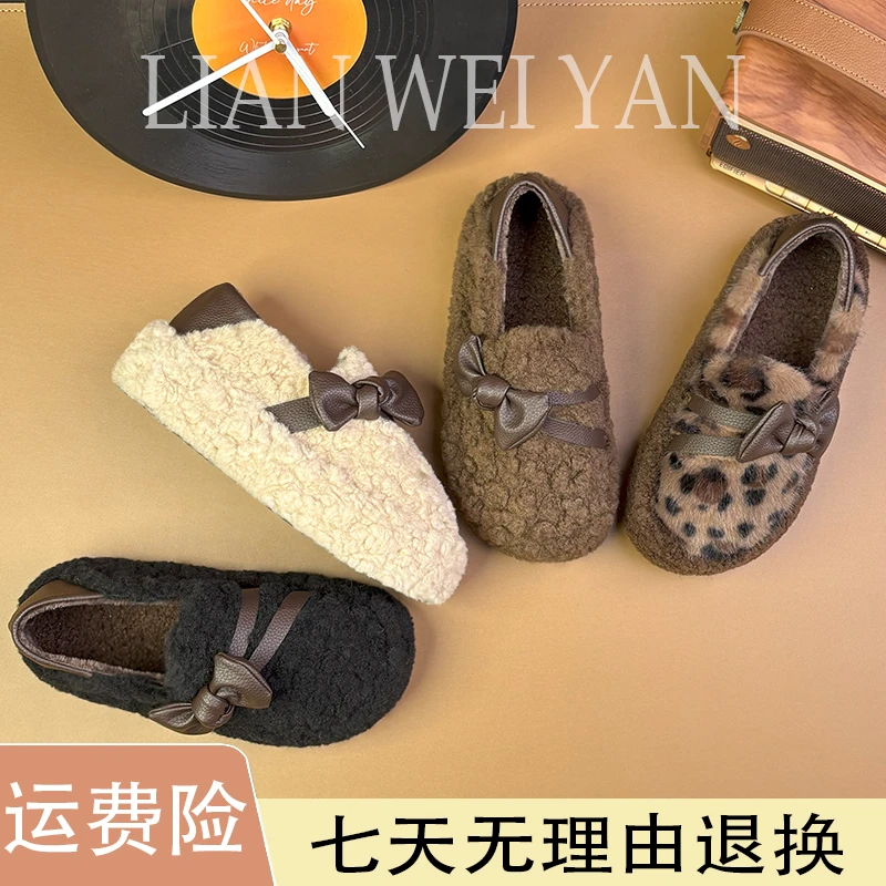 2025年秋冬新款蝴蝶结加绒小众百搭网红气质爆款全包厚底拖鞋-5CM