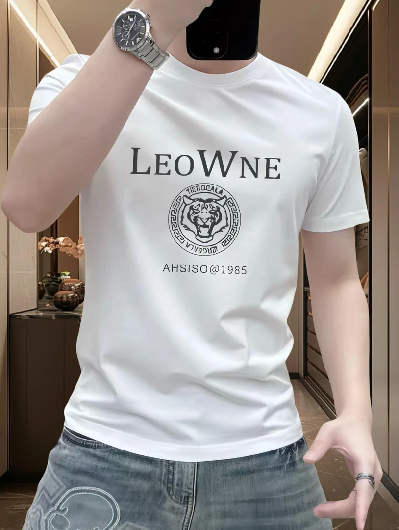 潮男新款重磅弹力短袖T恤男士圆领百搭时尚修身高痞帅体恤上衣潮