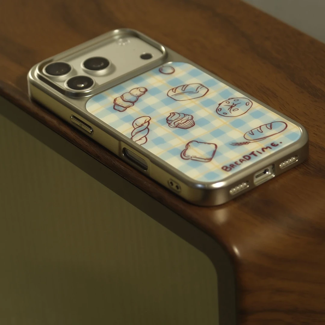 高奢蓝色面包插画适用苹果17/16手机壳iPhone15华为P70oppo小米17