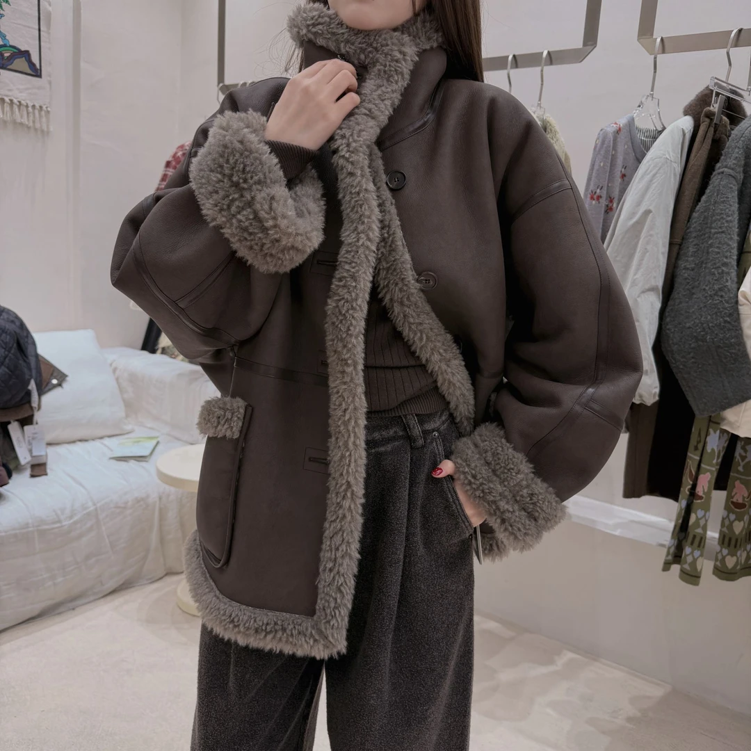 3081 HE毛呢时尚短外套秋·冬季女款短款双面穿大衣