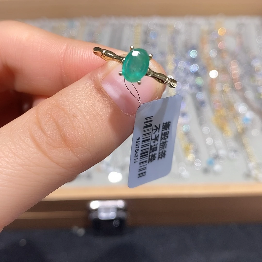 戒指祖母绿银S925镶嵌