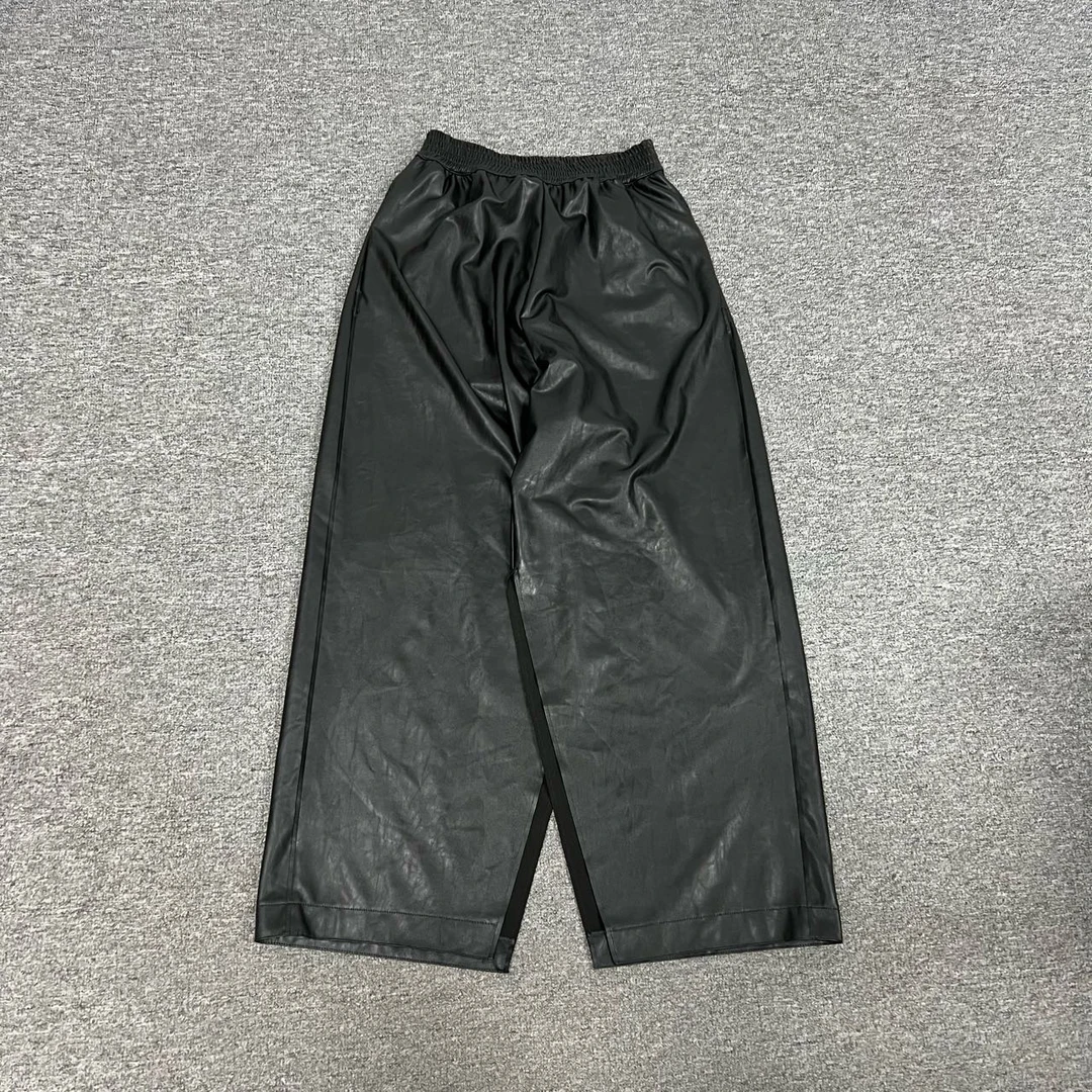 99新 Maison Margiela/梅森马吉拉  黑色 拼接 阔腿皮裤 38码