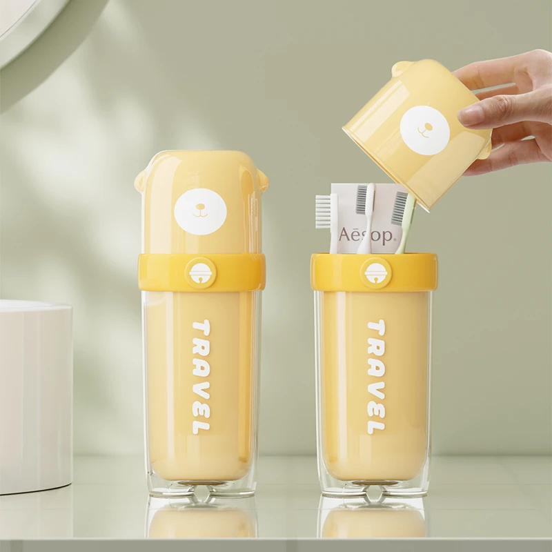 可爱羊驼旅行洗漱杯多功能干湿分离便携式收纳杯外出牙刷漱口杯