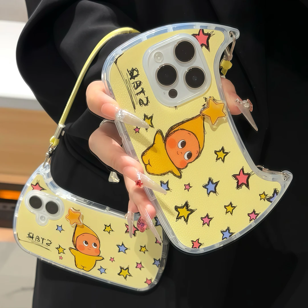 旋转星星人手提包挂绳适用iPhone15苹果16promax手机壳14女13套12