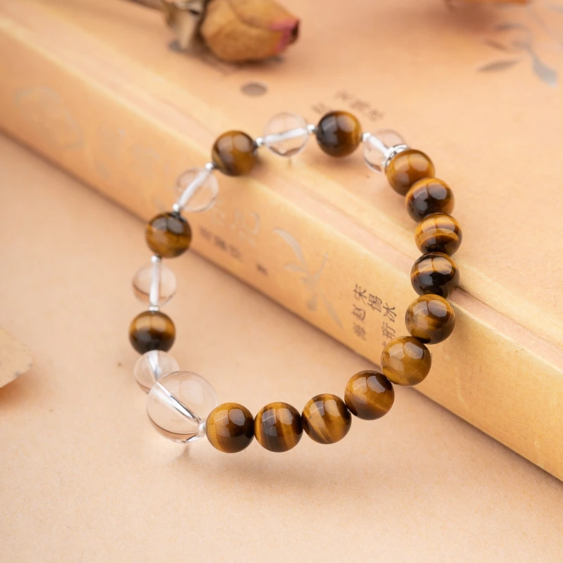 XIANYUAN/仙源虎眼石8mm白水晶单圈手串