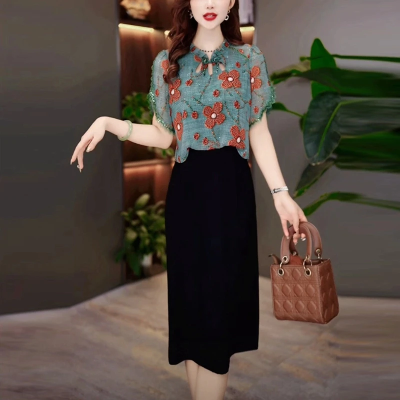 2025夏季新款洋气收腰显瘦假两件裙子女时尚高贵气质连衣裙