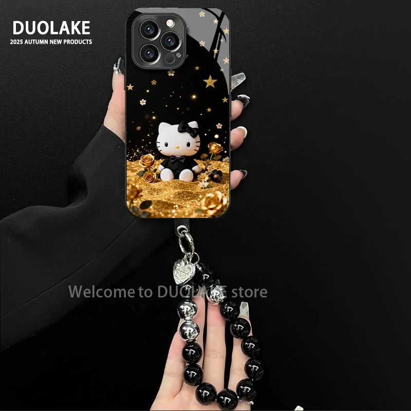 KT猫适用苹果vivo华为oppo小米iPhone17电镀玻璃防摔手机壳潮女款