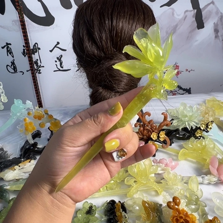 定制蛇纹石玉毛货发饰