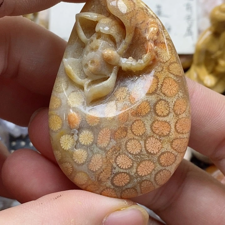 颈饰未镶嵌硅化珊瑚（珊瑚玉）