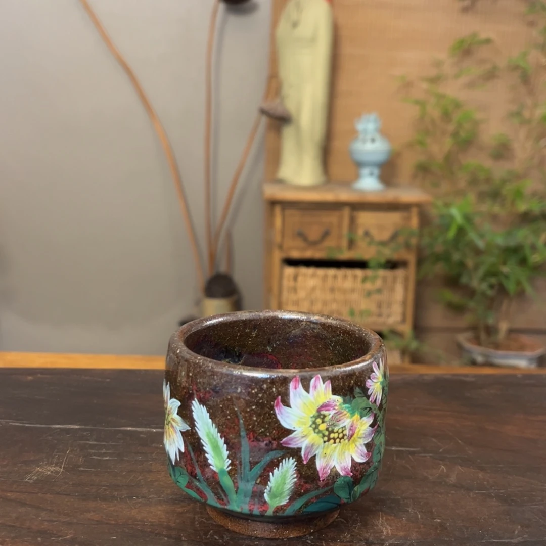 杯柴烧手工手绘陶瓷