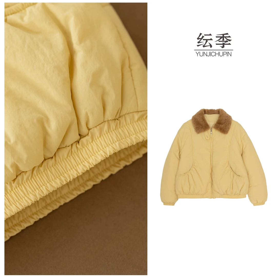 【纭季原创】衣长58-60保暖带毛领休闲百搭通勤棉服女装D251650