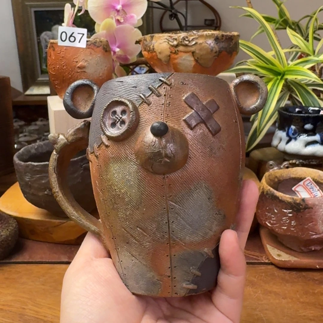 内田和彦备前烧小熊马克杯福利一口价