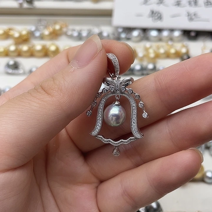 海水珍珠银S925镶嵌吊坠(不含链)