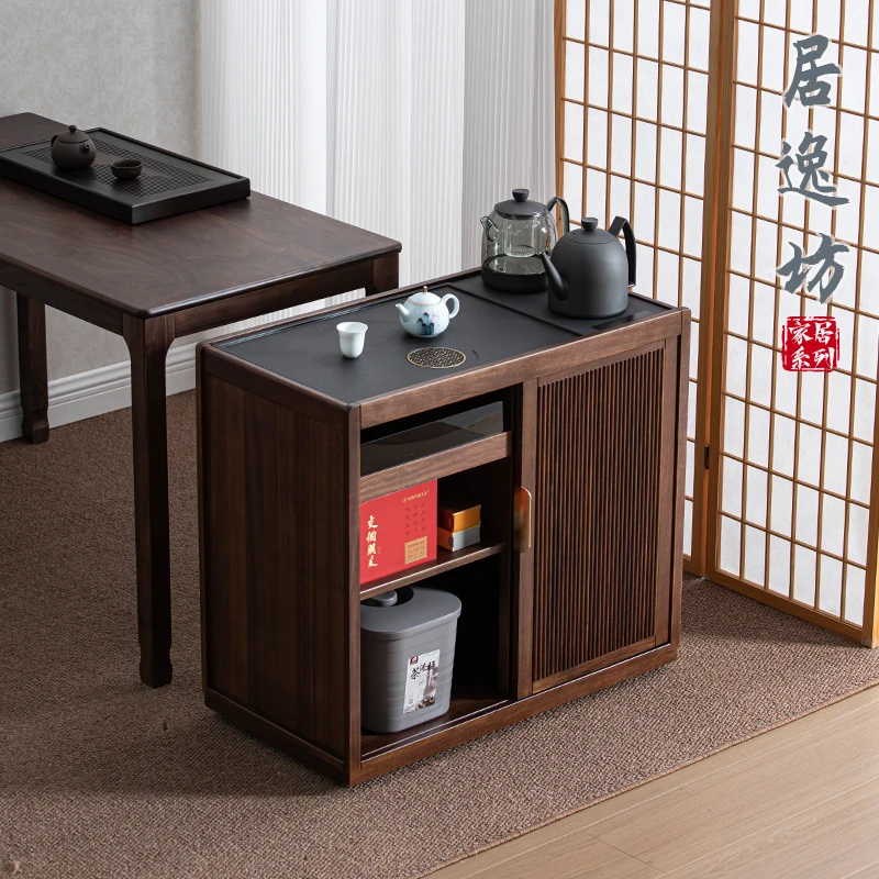 胡桃木茶水柜实木家用茶台烧水壶一体泡茶柜茶桌边柜茶几置物柜