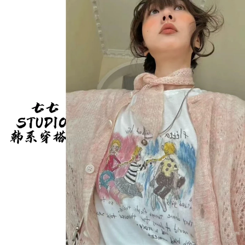 七七【长辫女孩】韩国单！时尚休闲百搭显瘦甜酷ins风运动T恤8902