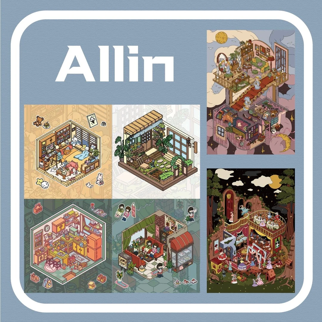 大麦洛洛2.0-3.0系列造景贴纸3D立体微缩场景贴纸DIY解压手账拼贴