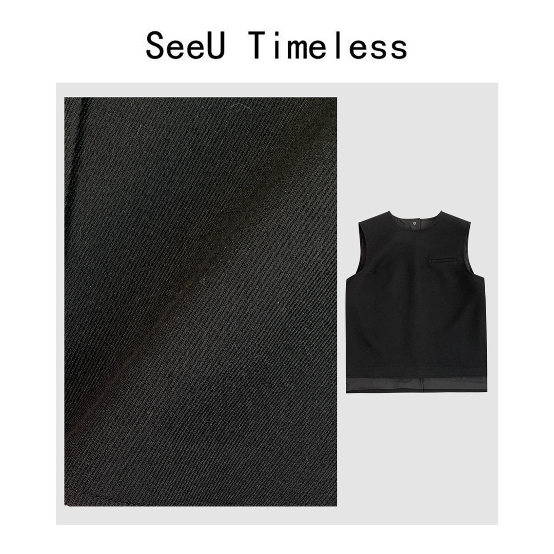 SeeU Timeless【旷野】冬季时尚气质百搭后背开衫斜纹无袖复古马甲