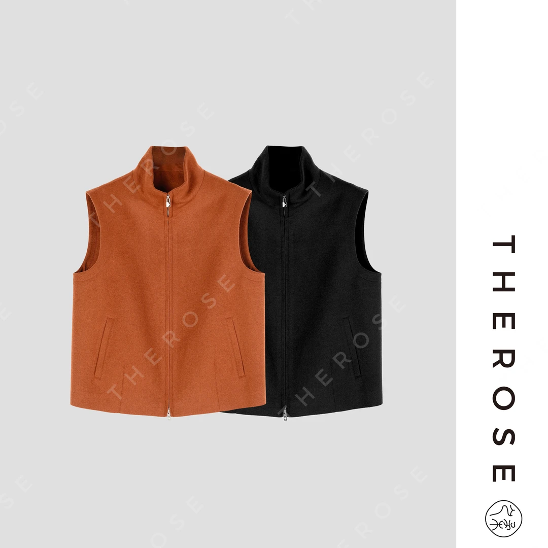 之柔【香山红叶】时尚简约细腻14μm羊绒马甲百搭休闲保暖无袖背心女