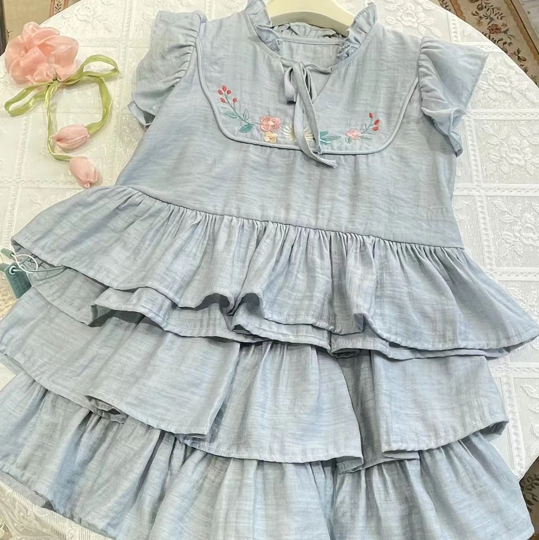 桔寄橘寄juji•25夏款上新【巴黎甜心褶套装】女童夏季绣花x8675