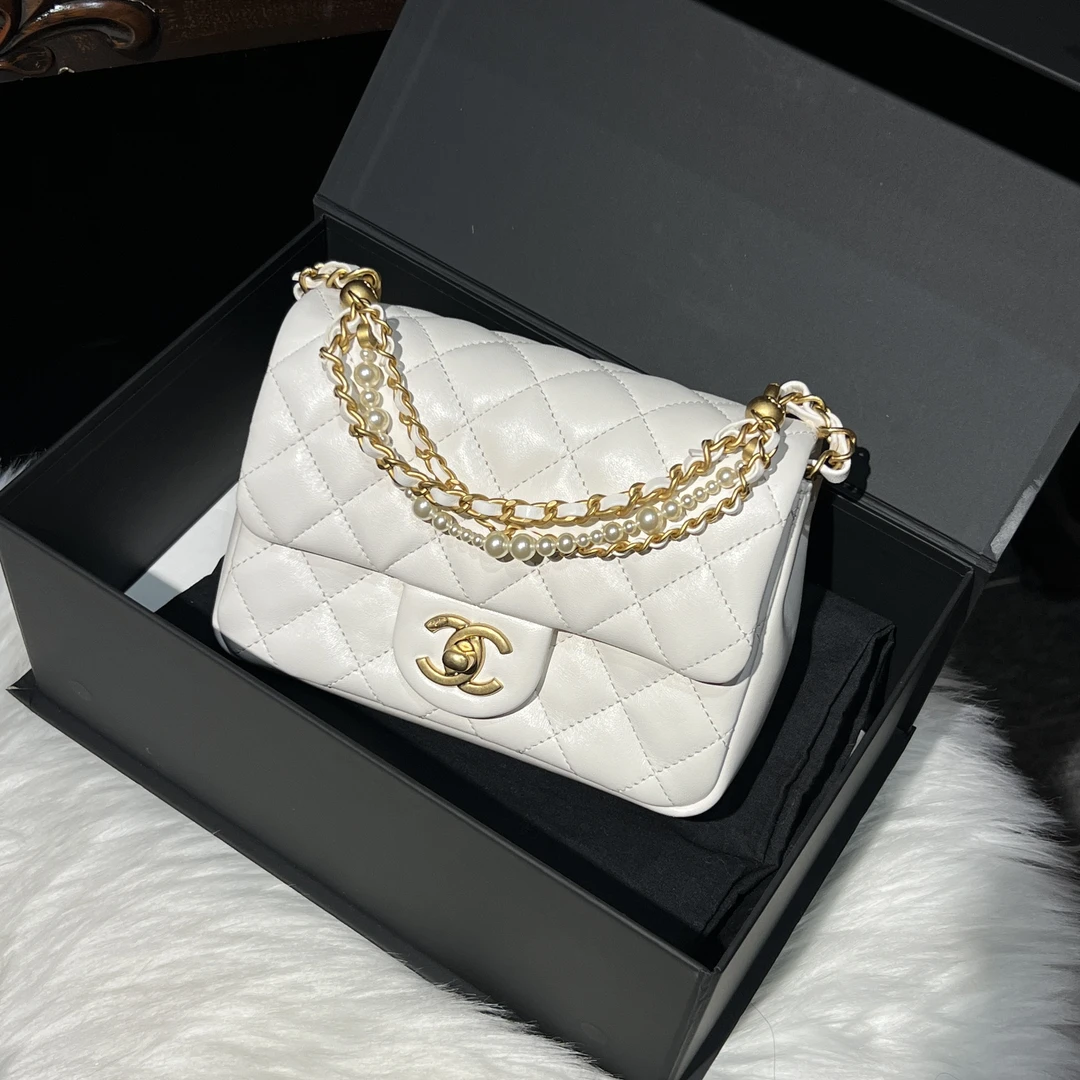 99新 Chanel/香奈儿 24p 珍珠方胖子 斜挎包