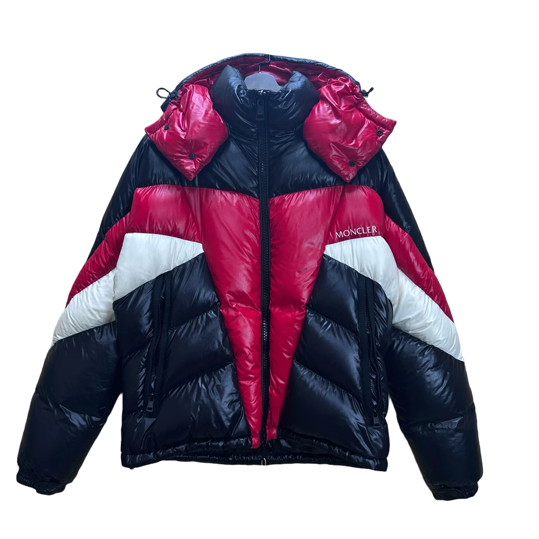 99新 MONCLER 蒙口三色拼接羽绒服/99新/3码