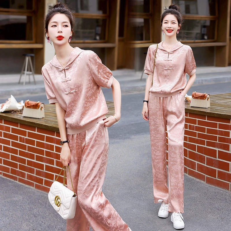 老钱风文艺复兴风时尚套装古风欧美风日系短袖大码气质洋气休闲