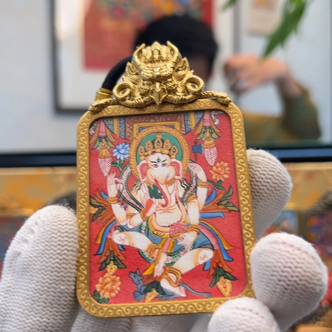 吊坠纯手绘象鼻财神